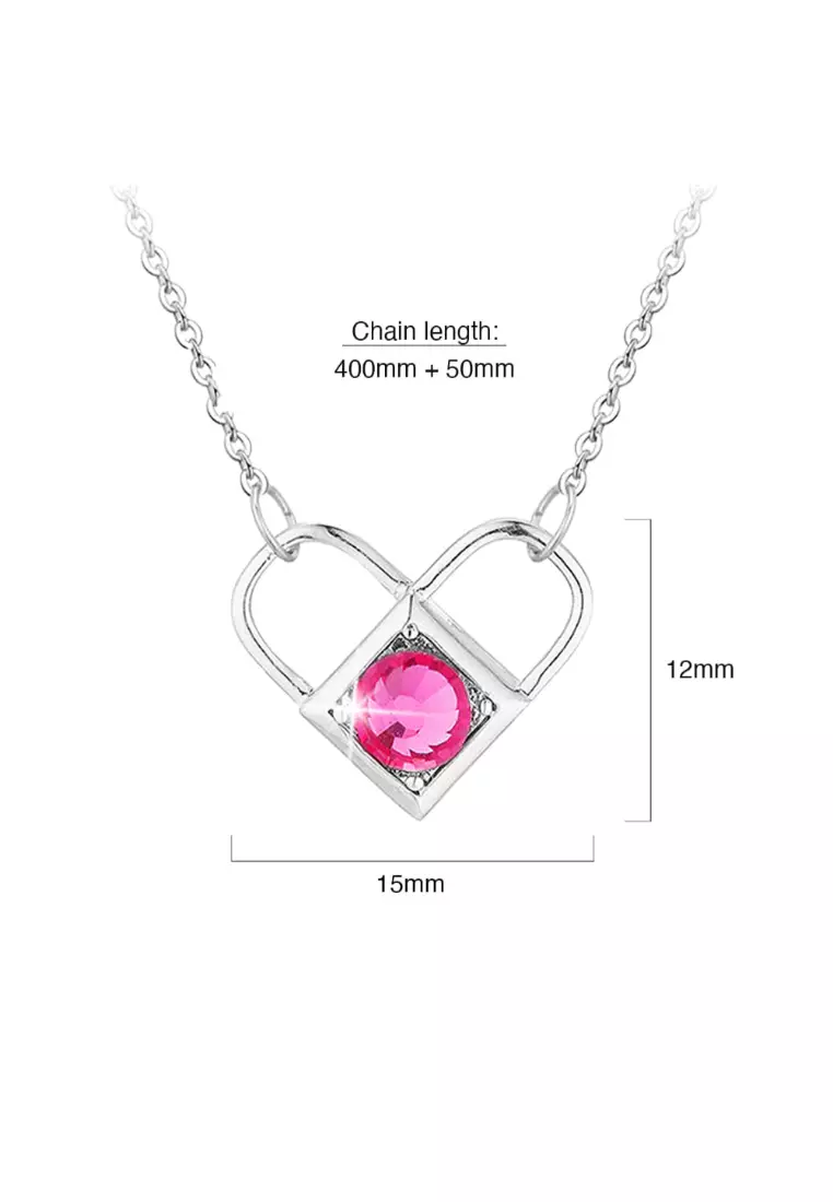 Boxed Celeste Heart Necklace and Earrings Set in White Gold Embellished with Swarovski crystals