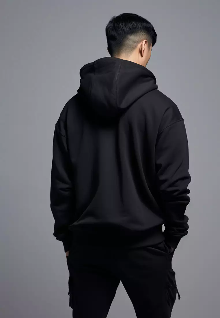 MTD95F Hoodies Premium ScubaLux Anti Kusut Waterproof "Logoicon" Hitam