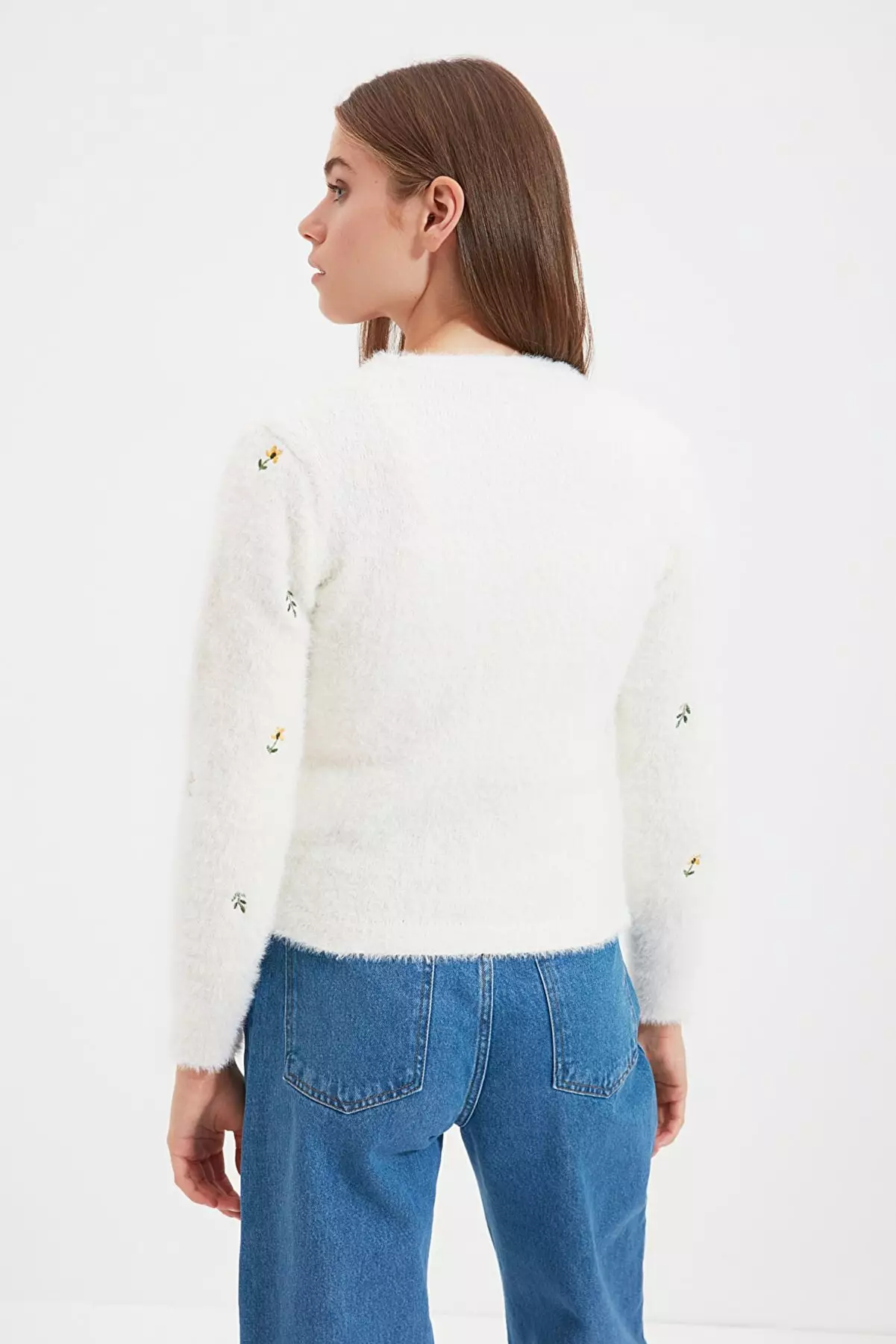 Ecru Pile/Beard Rope Blouse Cardigan Knitwear Suit