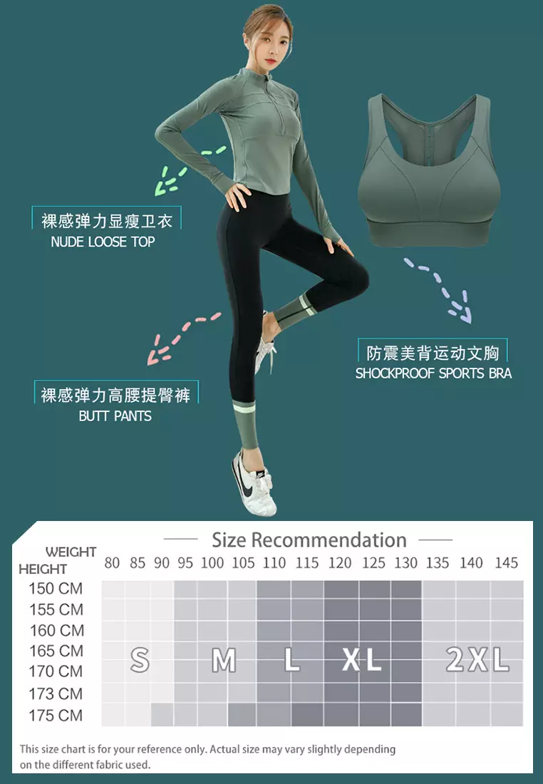 A-IN GIRLS (3PCS) Sports Fitness Yoga Set (Sports Bra+Pants+Tops