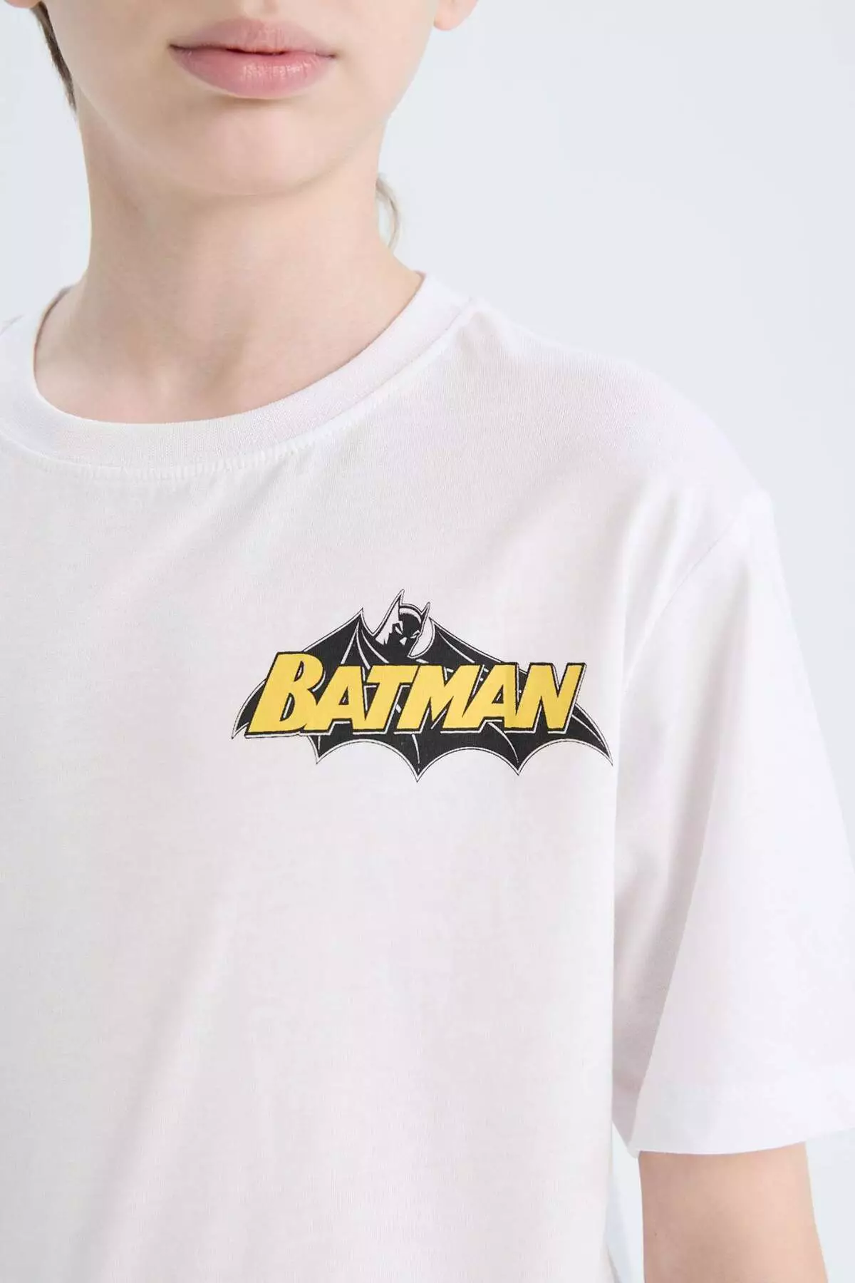Boy Batman Bicycle Collar Back Printed Short Sleeve T-Shirt E3109A825Sm