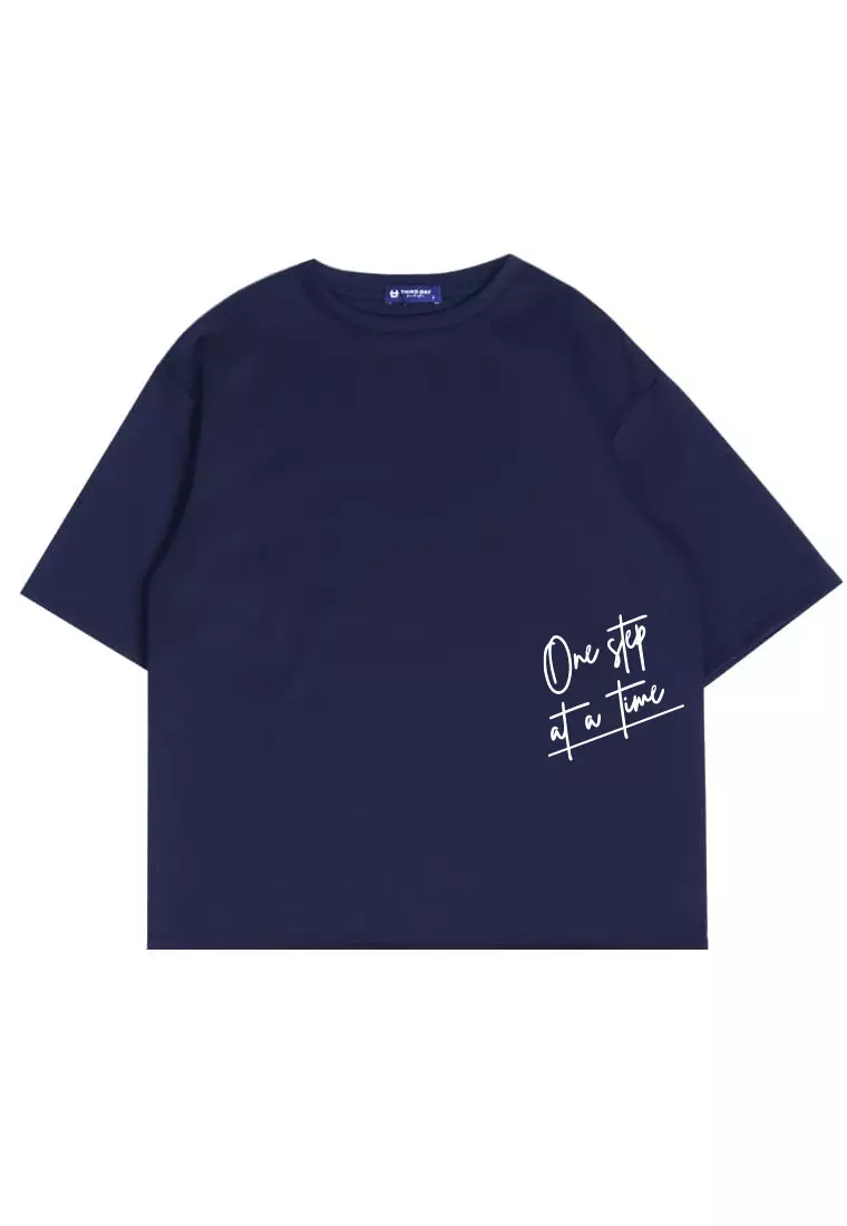 MTW06 kaos oversize keren scubalux "one step at a time" navy
