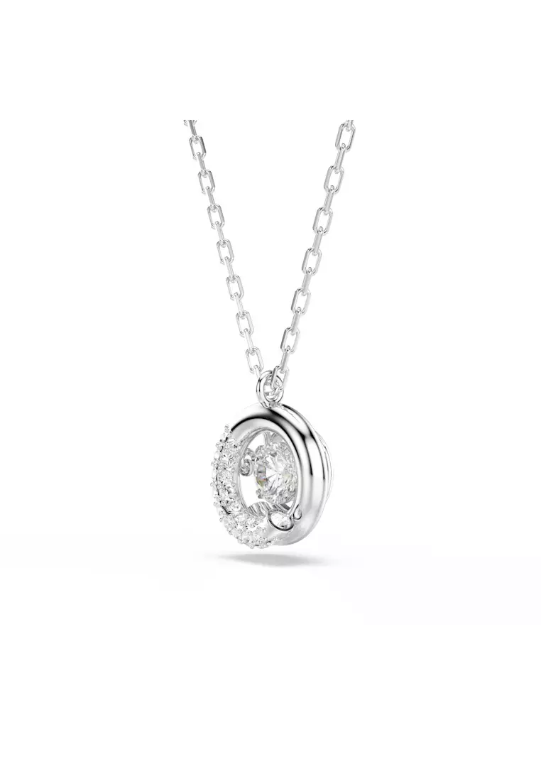 Dextera pendant, Round cut, White, Rhodium plated