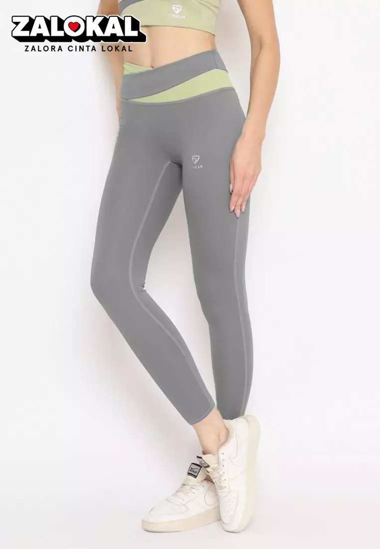 Fitwear - Legging Panjang Olahraga Wanita 2TONE MINJI SEAMLESS - GREY PJ