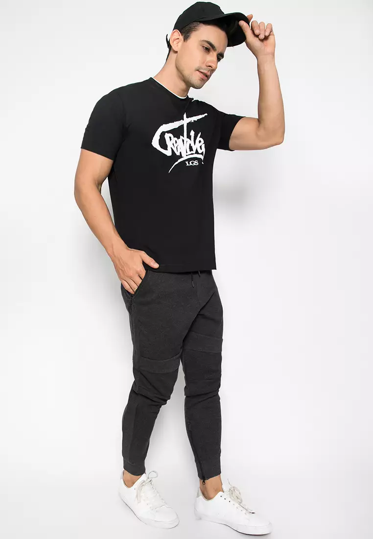 LGS - Kaos Casual Pria - Motif Tulisan - Hitam - JTS.322.M2900F.33.C