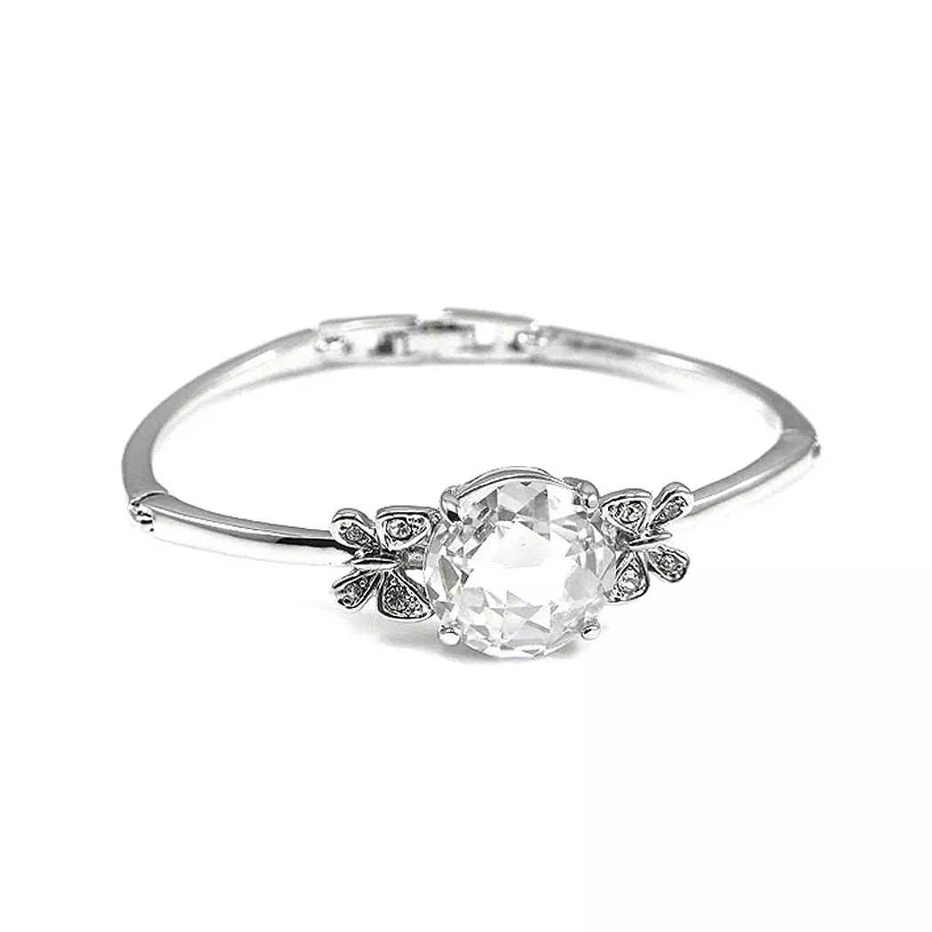 Elegant Butterfly Bangle with Silver Austrian Element Crystal