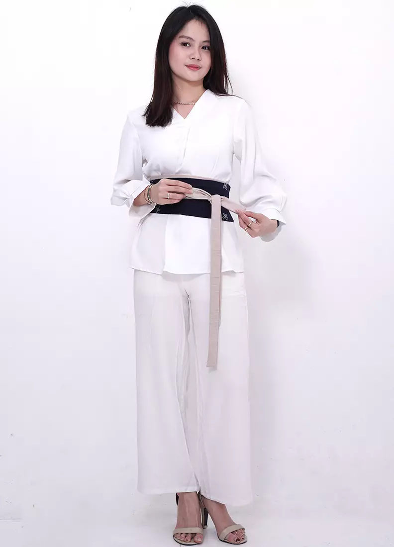 Obi Belt Corset Batik Wanita Spesial Harumi Raya Collection Katun Navy