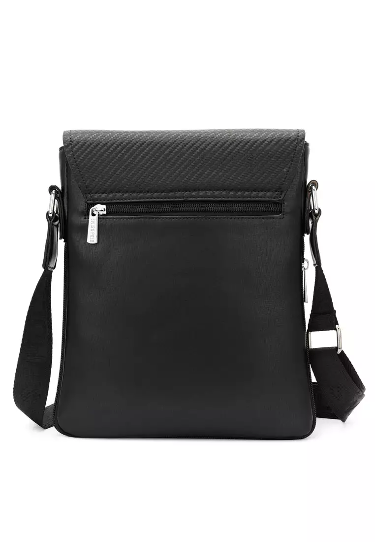 Textured Messenger Bag / Crossbody Bag / Sling Bag (Tas Selempang Pria) - Hitam