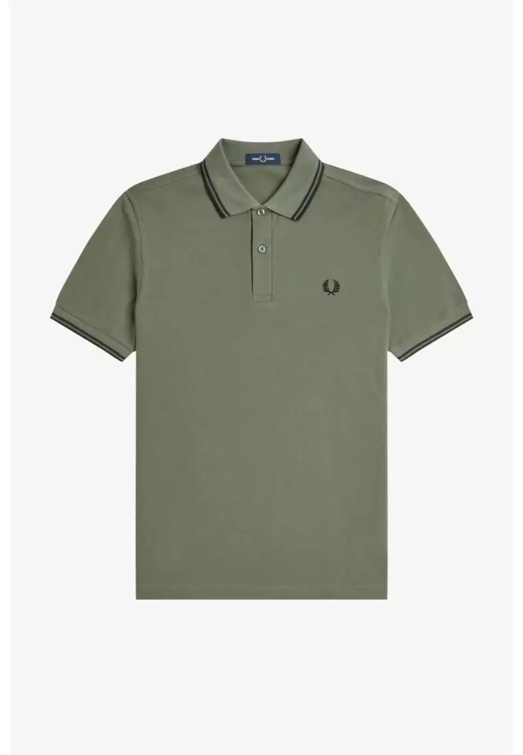 Fred Perry M3600 Twin Tipped Fred Perry Shirt (Laurel Wreath Green / Black / Black)