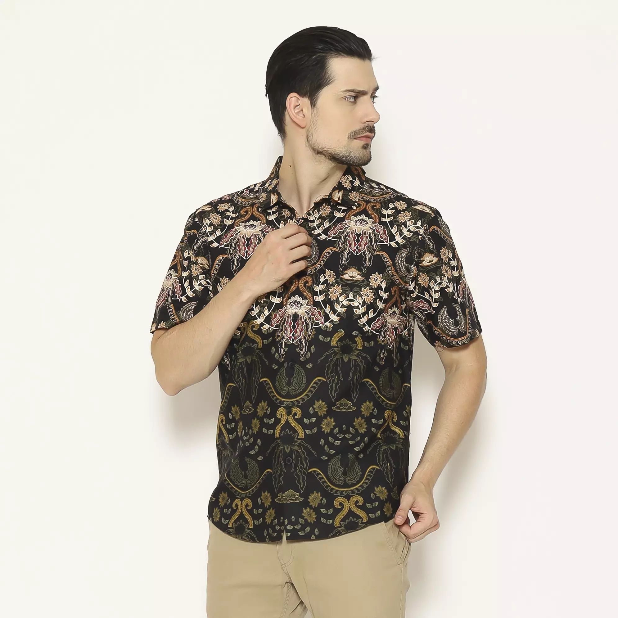 AMK Kemeja Batik Pria Lengan Pendek SHB Bria S/S Black