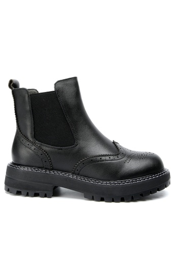 Twenty Eight Shoes black Vintage Cow Leather Brogue Boots QB168-7 F4D36SH81027F6GS_1