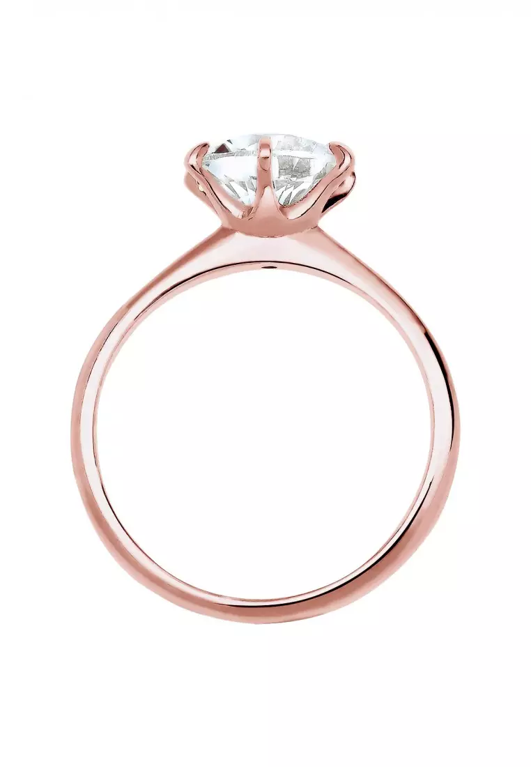 Perhiasan Wanita Perak Asli - Silver Cincin Crystal Rosegold Plated