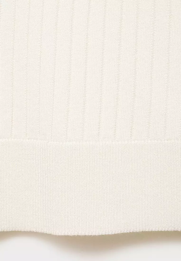 Ribbed Knitted Polo Sweater