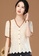 A-IN GIRLS beige Elegant V-Neck Embroidered Blouse 4DAC2AA256E116GS_4