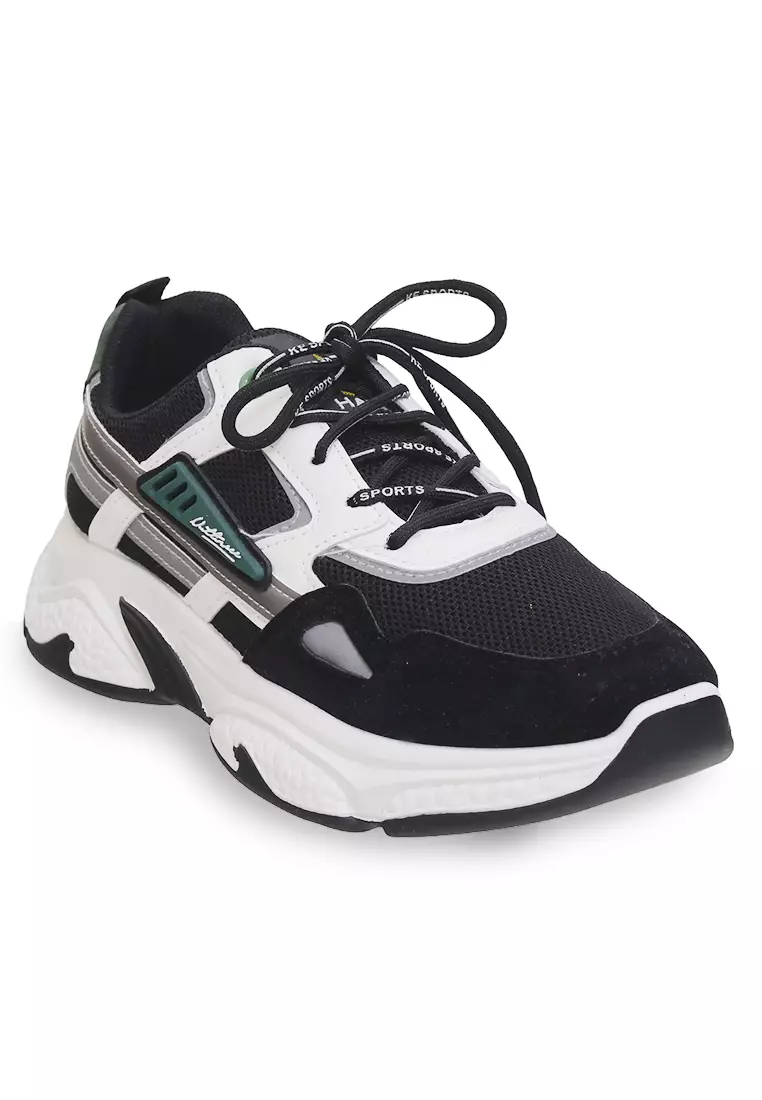 Anando Sepatu Sneakers Tali Pria Stylish Design Casual Sport Shoes Material Mesh ORIGINAL - Black Green