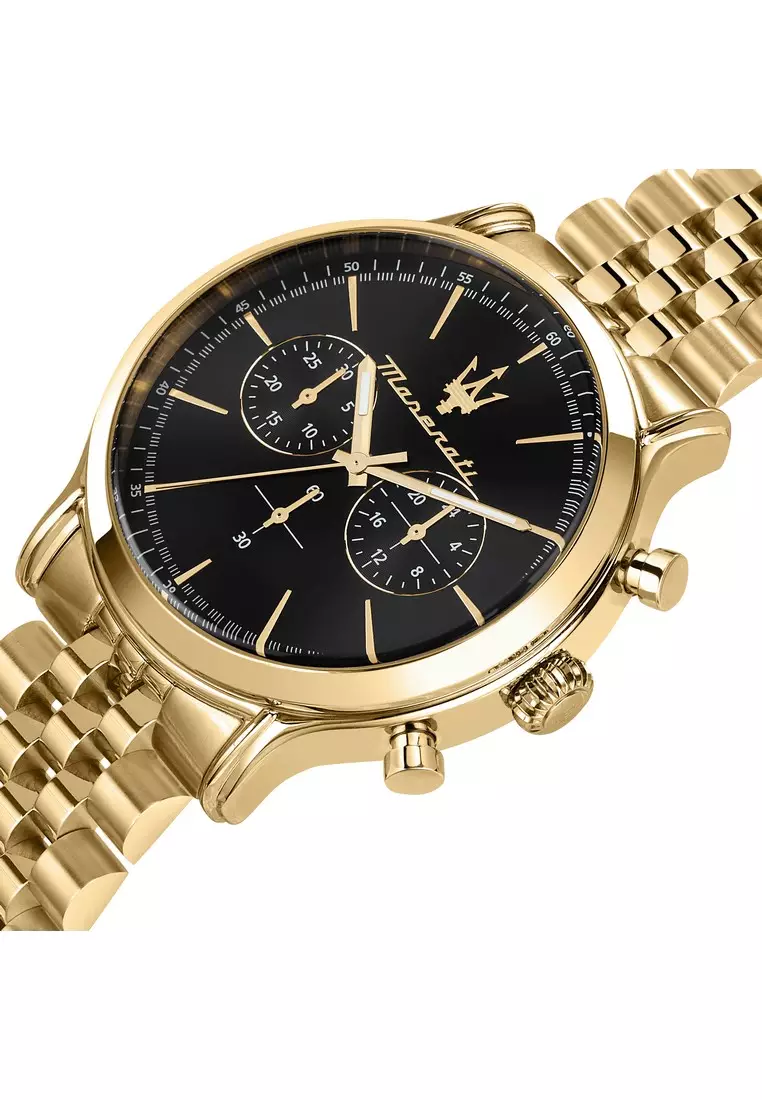 【2 Years Warranty】Maserati Epoca 42mm Black Dial Men's Chronograph Quartz Watch R8873618023 With Luminous Hands