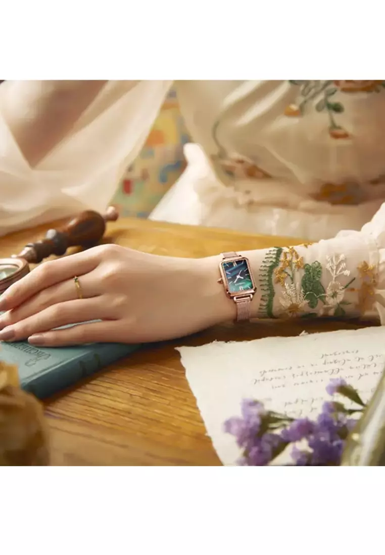 Jam Tangan Cewek kreatif baru wanita jam tangan quartz square wanita rose gold luxury band