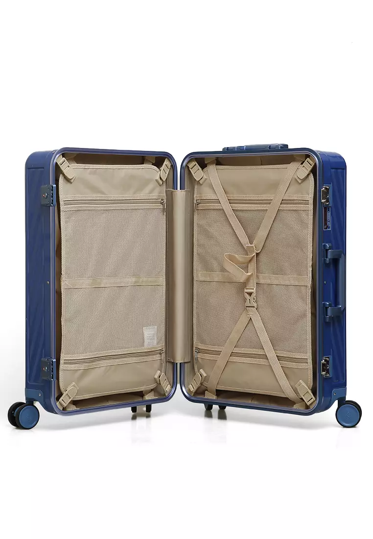 Austin Koper Alumunium Frame Unisex Size 24 Inch TSA Lock System Suitcase Material Polycarbonate ORIGINAL - Blue