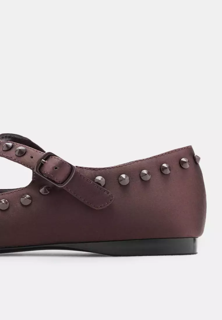 Satin Studded Flats