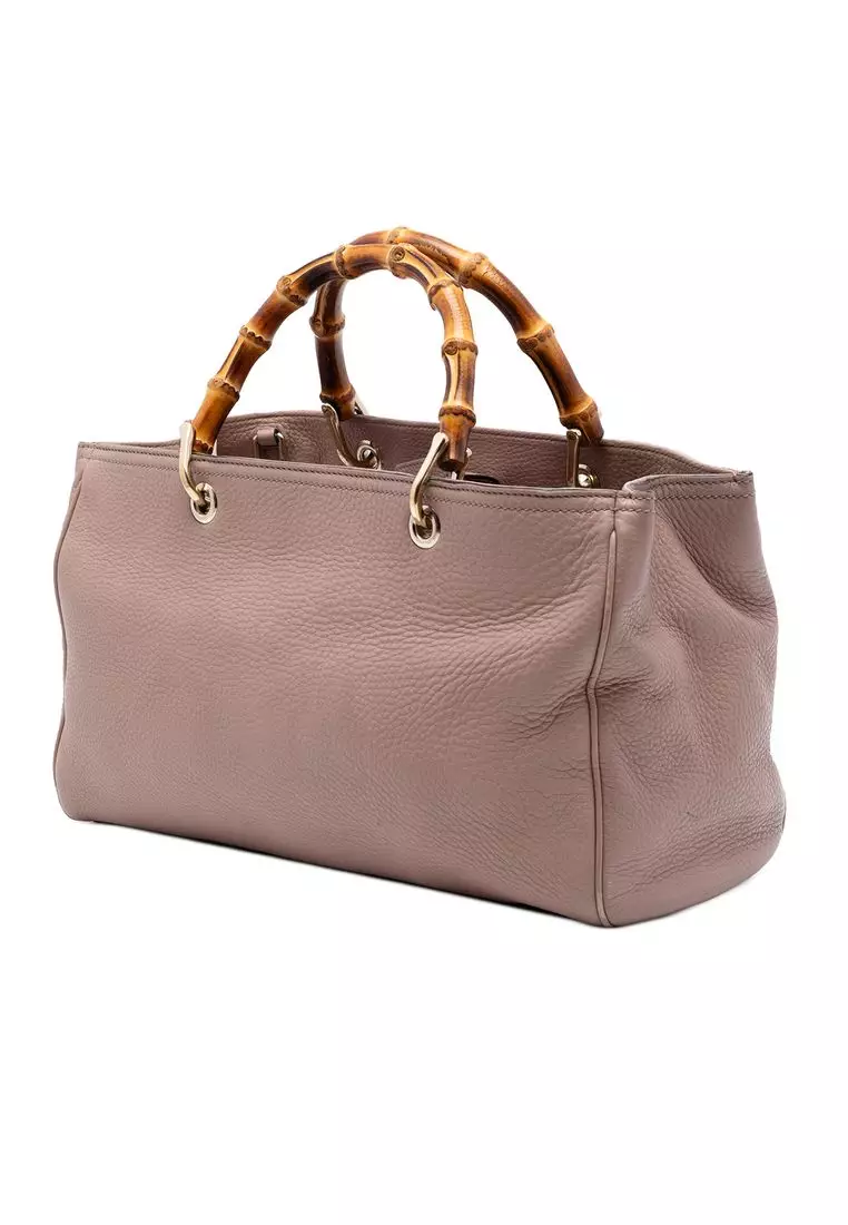 Pre-Loved Gucci Medium Calfskin Bamboo Shopper Satchel