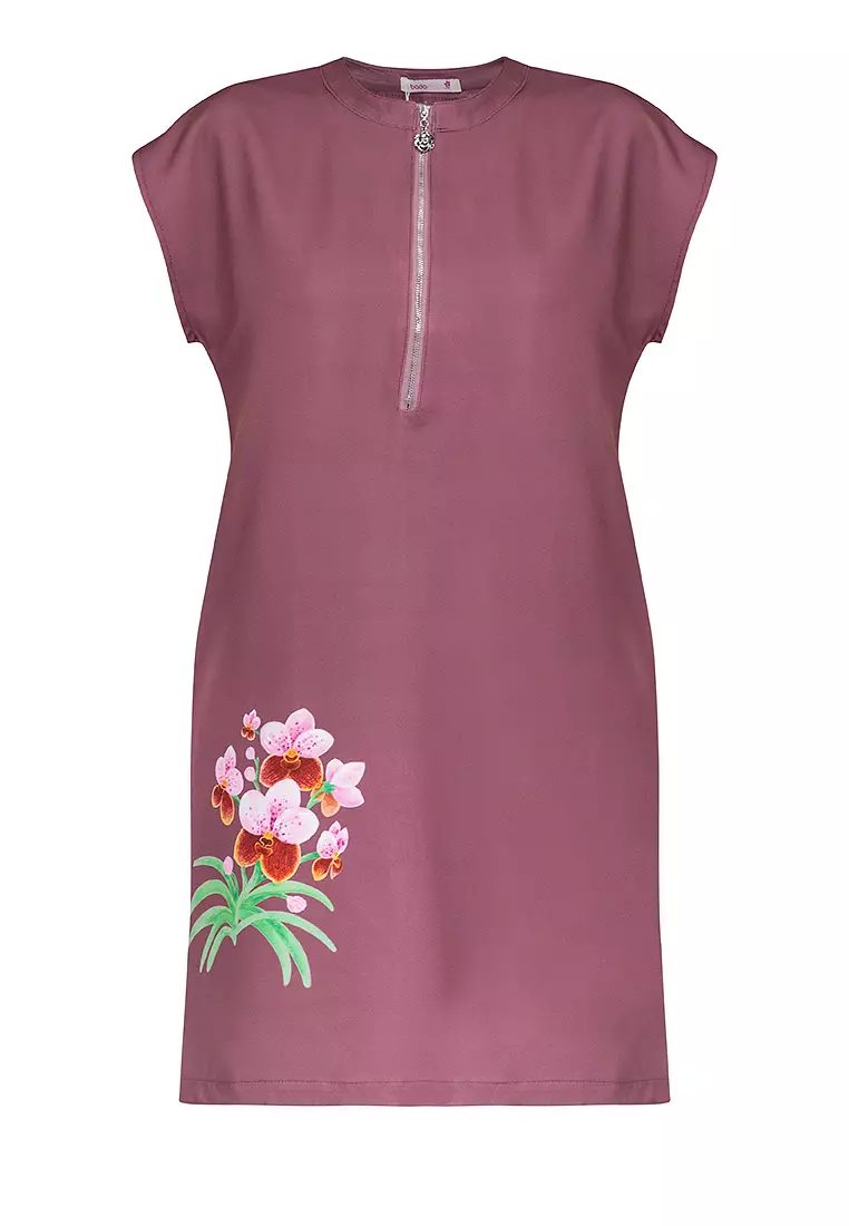 DAYLINE Zip Up Filipiniana Dress with Print