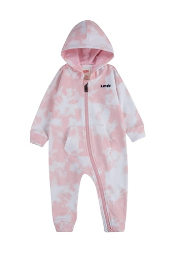 Levi's pink Levi's Girl Newborn's Zip Up Hoodie Coverall (0 - 9 Months) - Almond Tie Dye 4EC06KA9ACA674GS_1