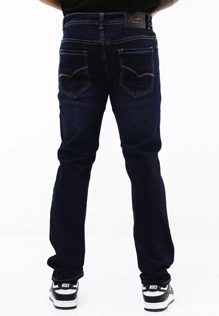 Denim Long Pants Slim Tapered Fit Stretch