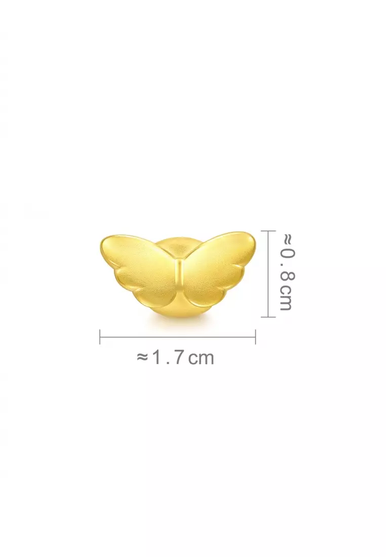 999 24K Solid Gold Angel Wing Charm 86507C (Bracelet not included)