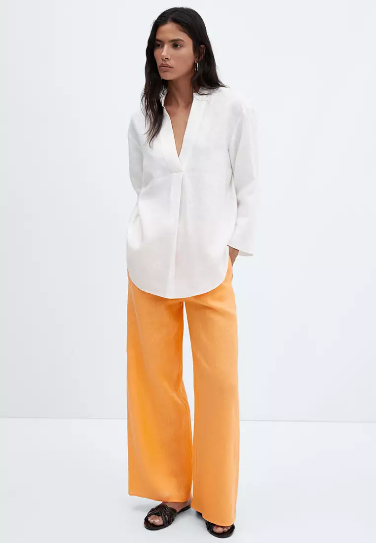 Linen Elastic Waist Trousers