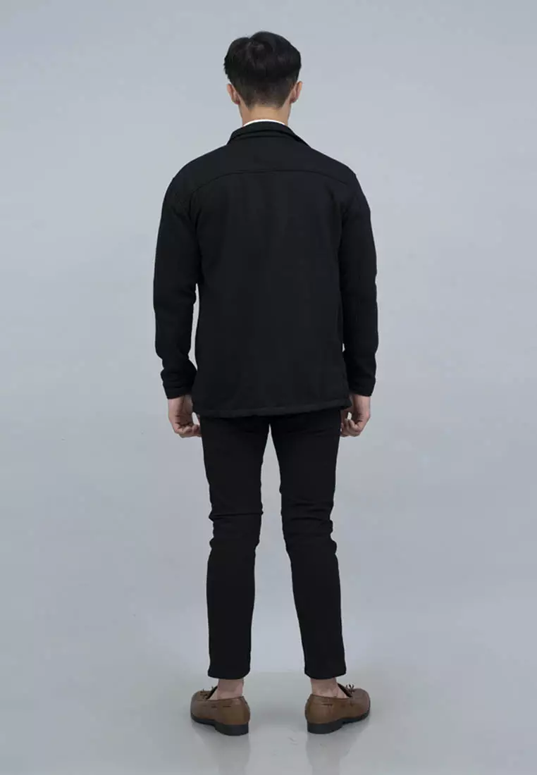 Houseofcuff Jaket Kemeja Casual Soft Fleece Hitam