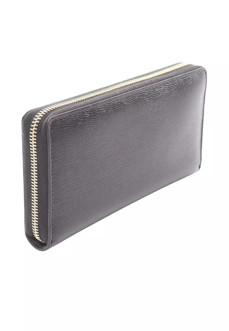 Pre-Loved Gucci Leather Logo Zip Long Wallet