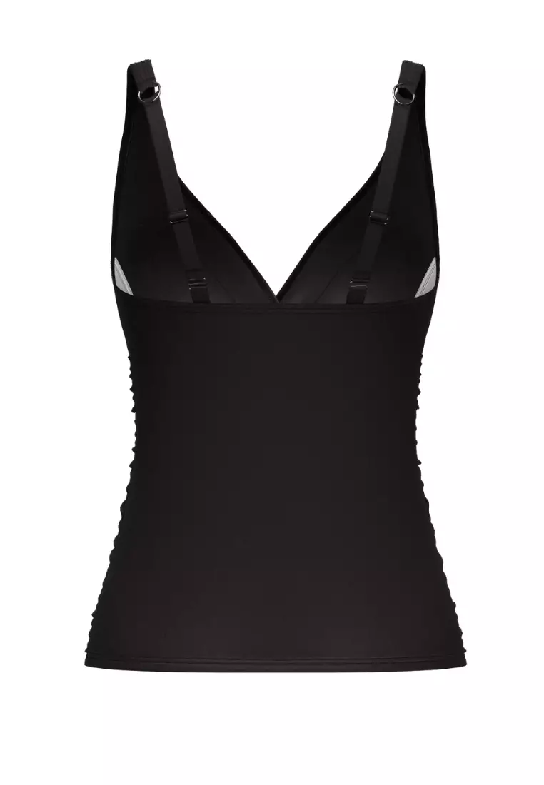 Core Solid Black Plus Cup Cross Front Tankini