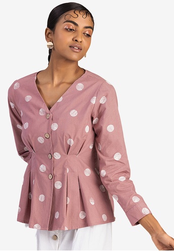 Indya Polka Dots Structured Blouse | ZALORA Malaysia