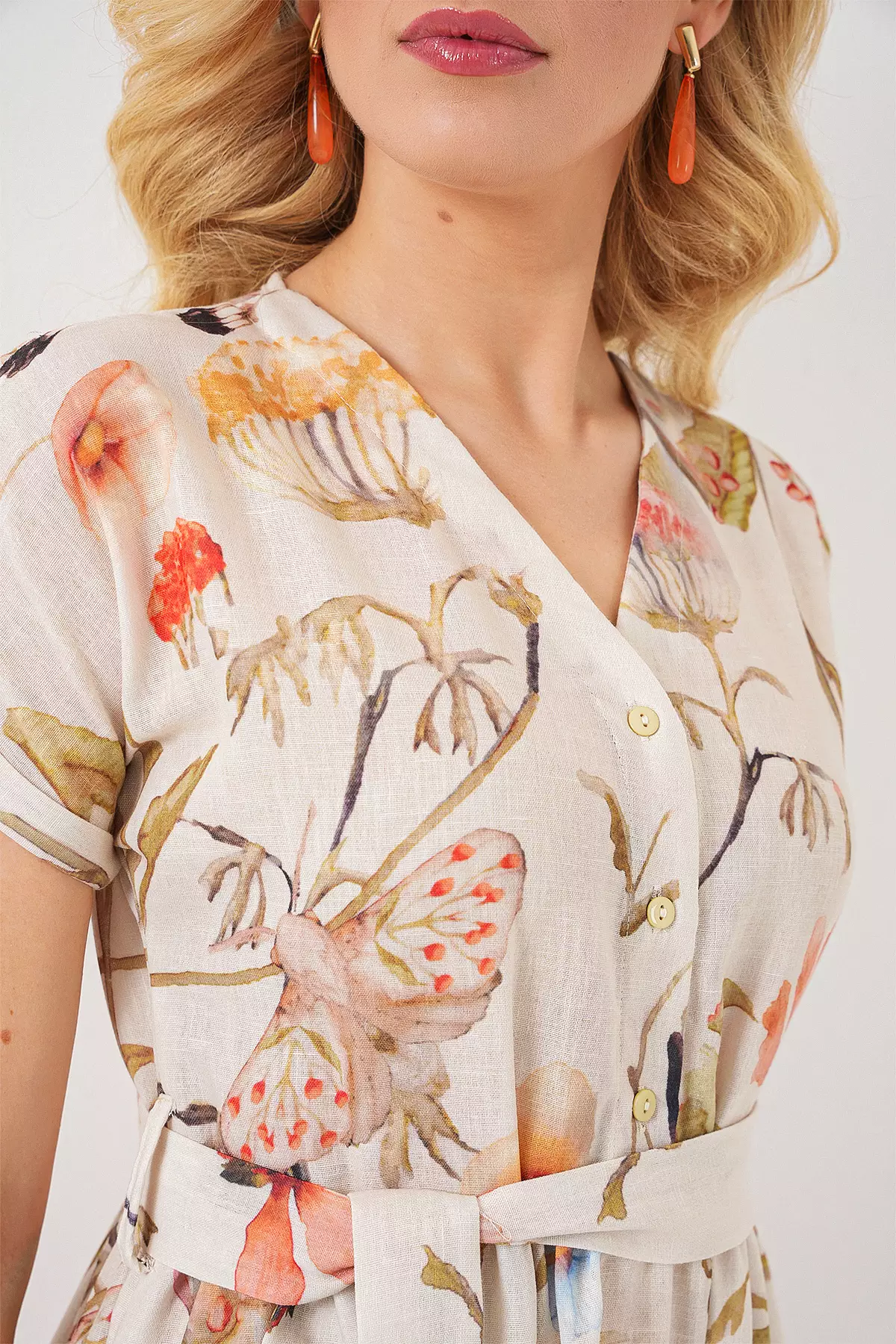 Printed Short Sleeve Shirt Dress