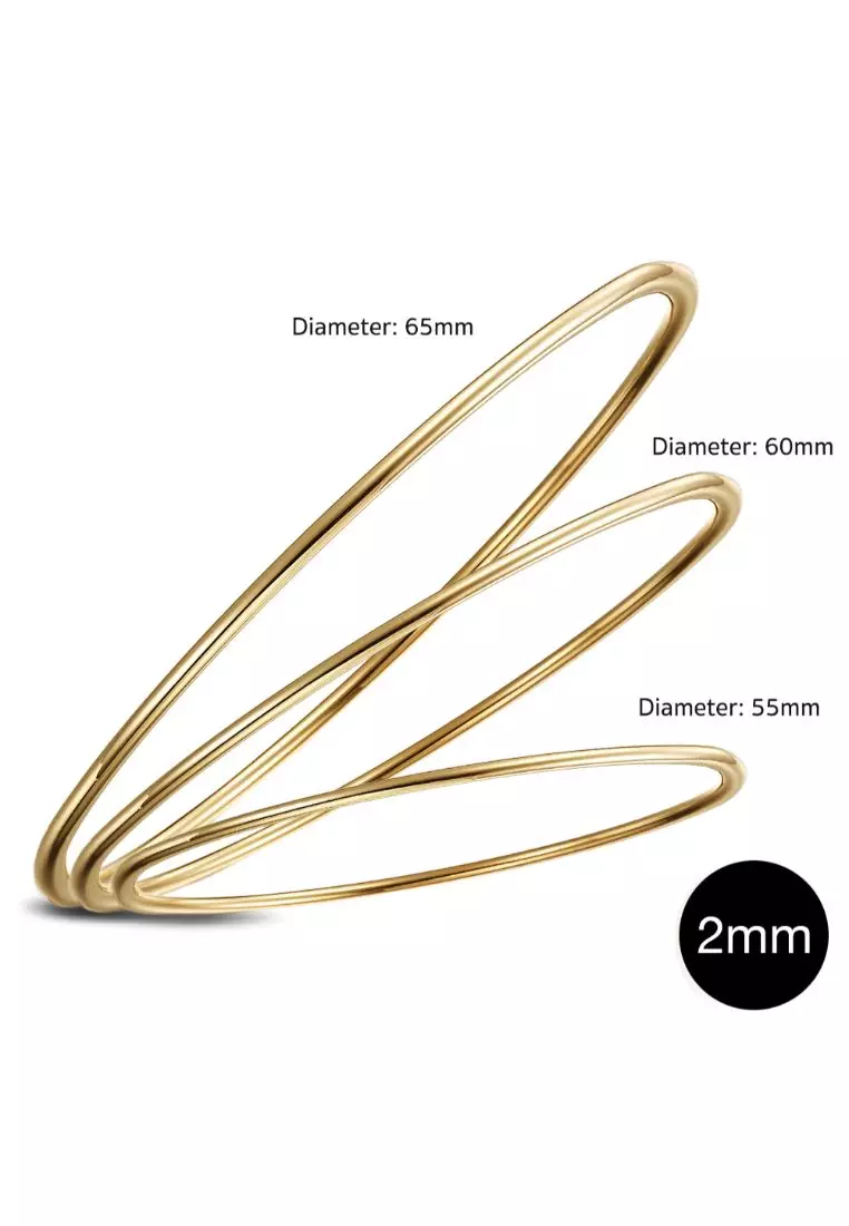 Solid Golf Bangle 2mm Gold Layered - 55 mm