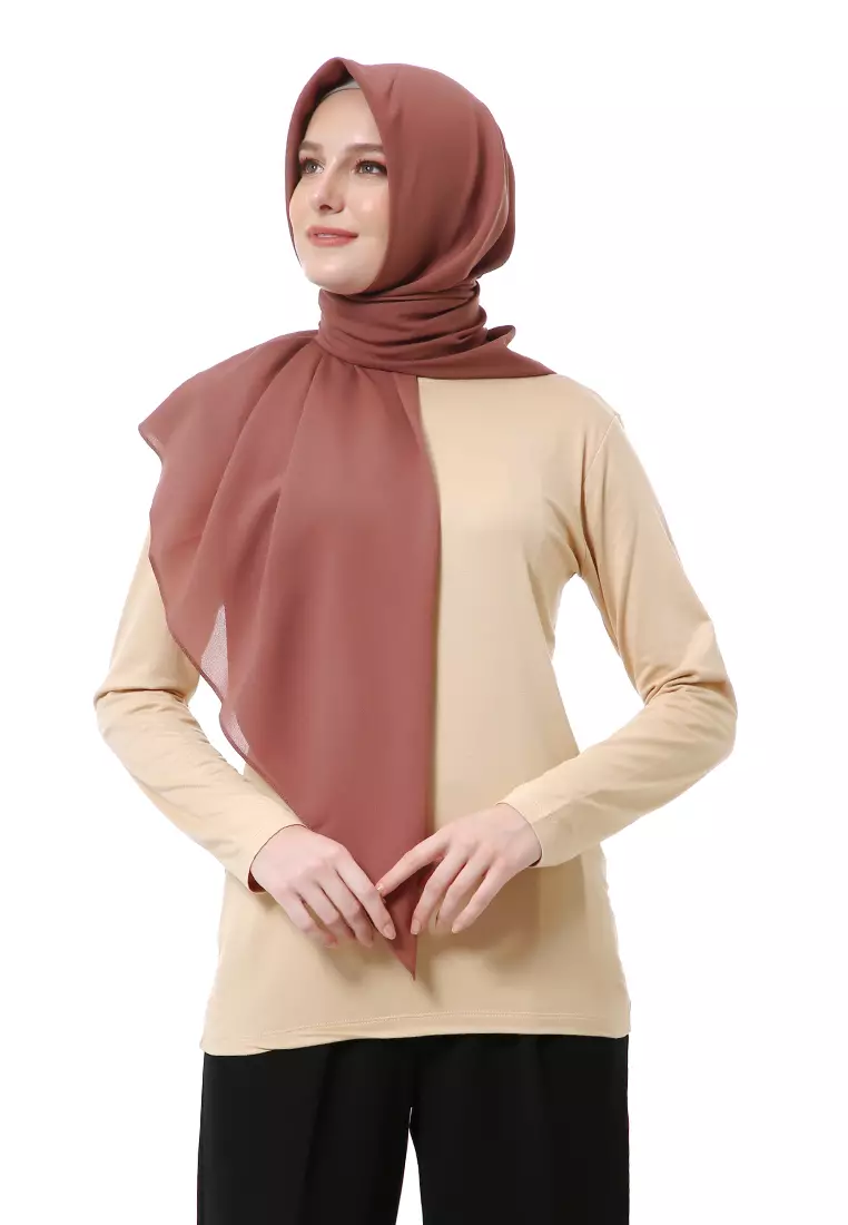 Afshin Jilbab Wanita Segiempat Motif Polos Premium Muslimah - Milo