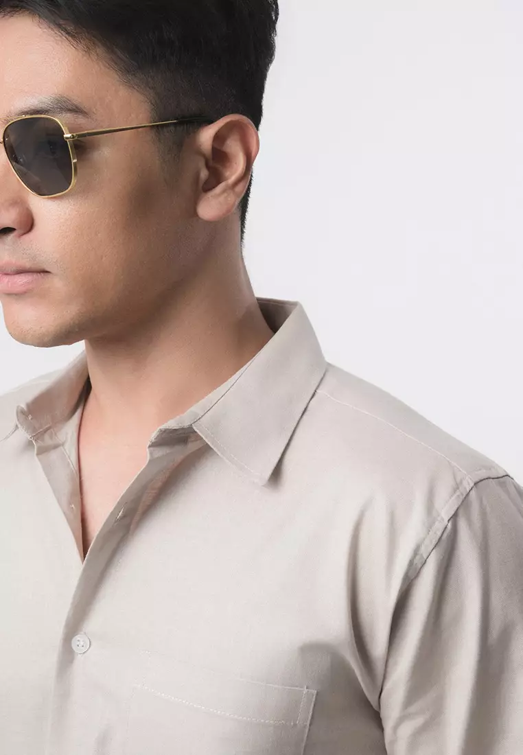 Grey Rami Linen Shirt LS