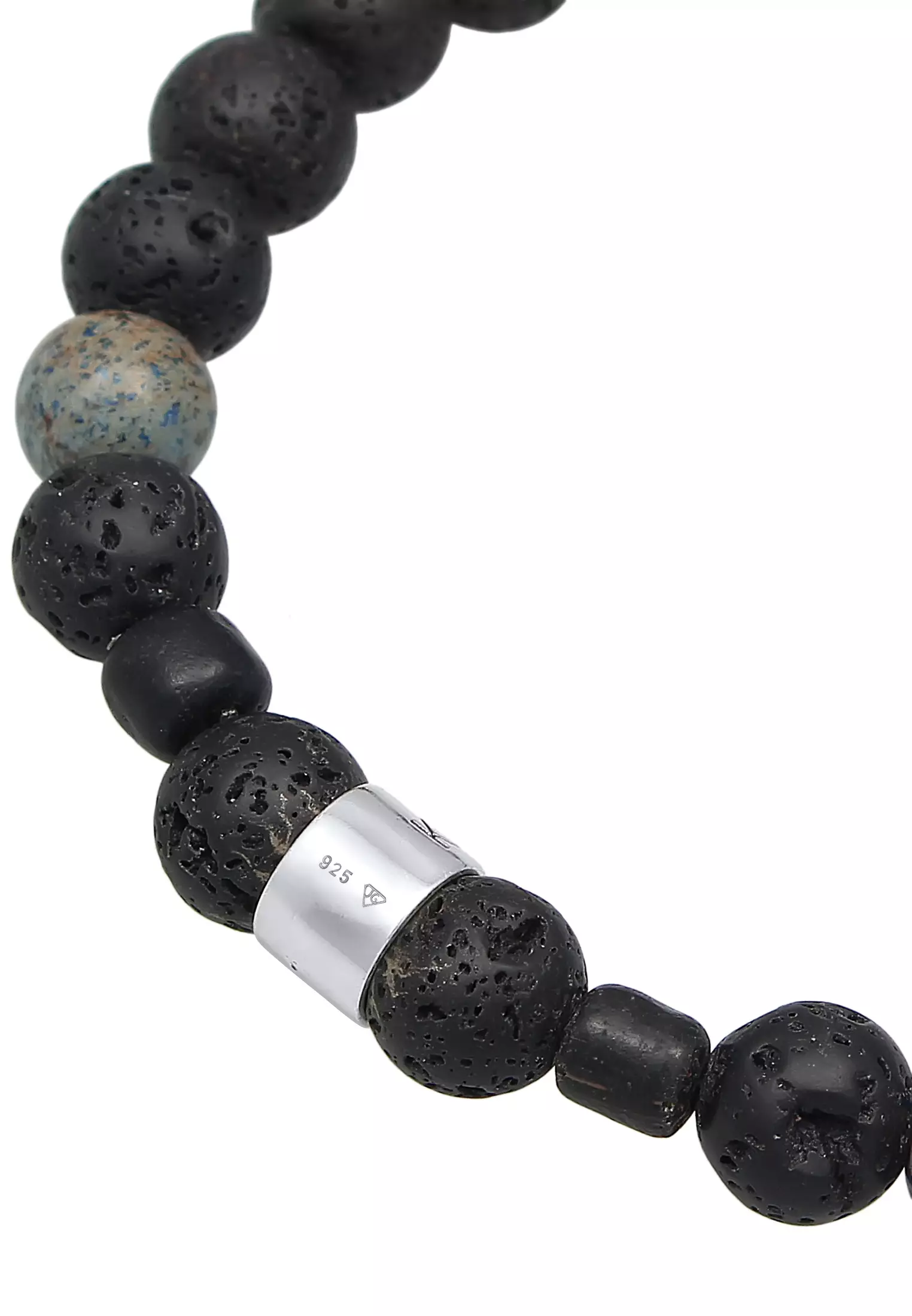 Bracelet Men Beads Round With Lava Stone And Agate Beads