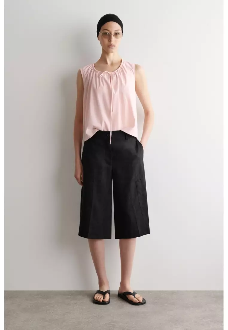 GATHERED-NECK JERSEY TANK TOP