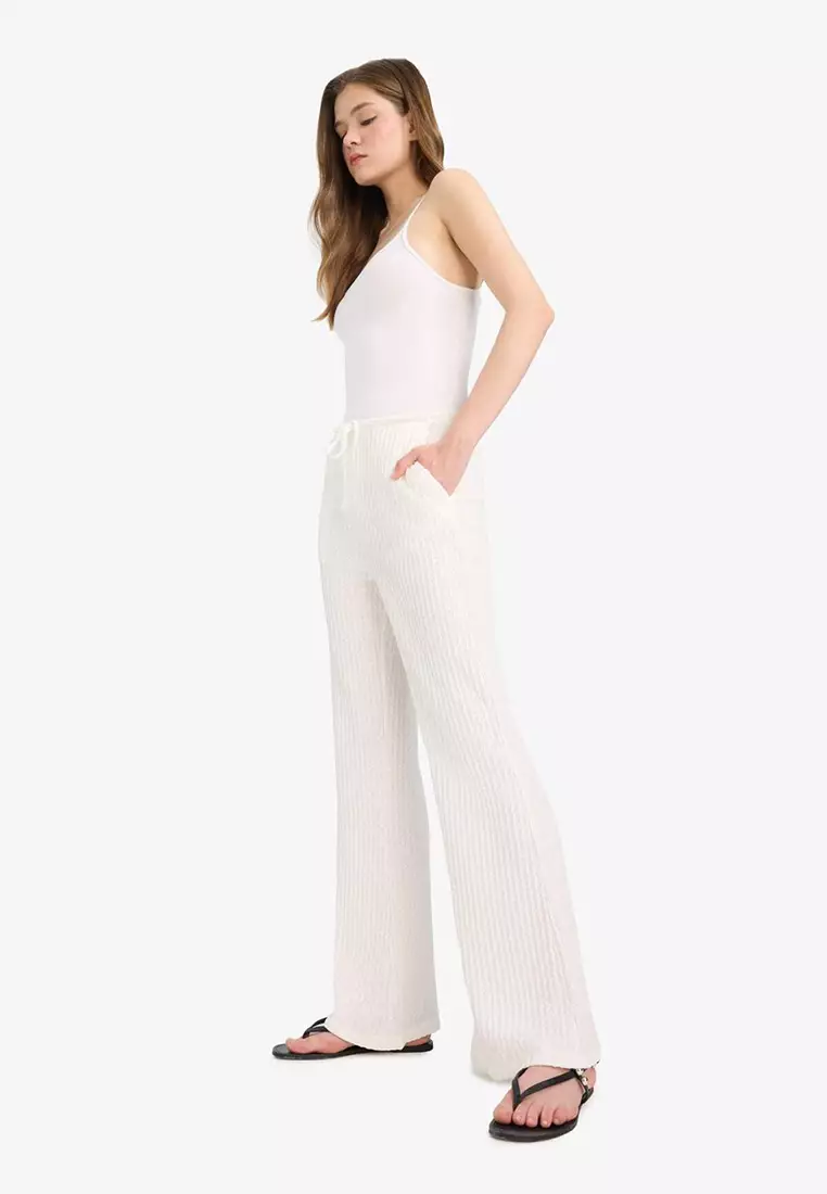 Cool Flare Fit Elastic Waist Wrap Pants E9942Ax25Sm