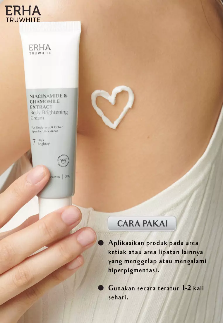 ERHA Truwhite Niacinamide & Chamomile Extract Body Brightening Cream 30G - Krim Pencerah