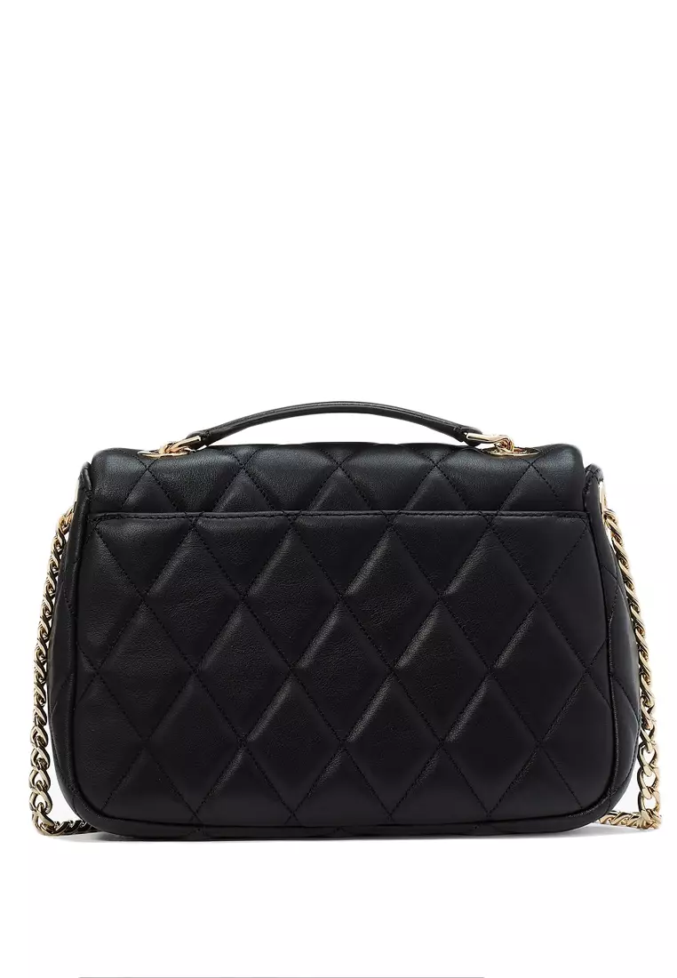 Carey Quilted Small Flap Crossbody - Black