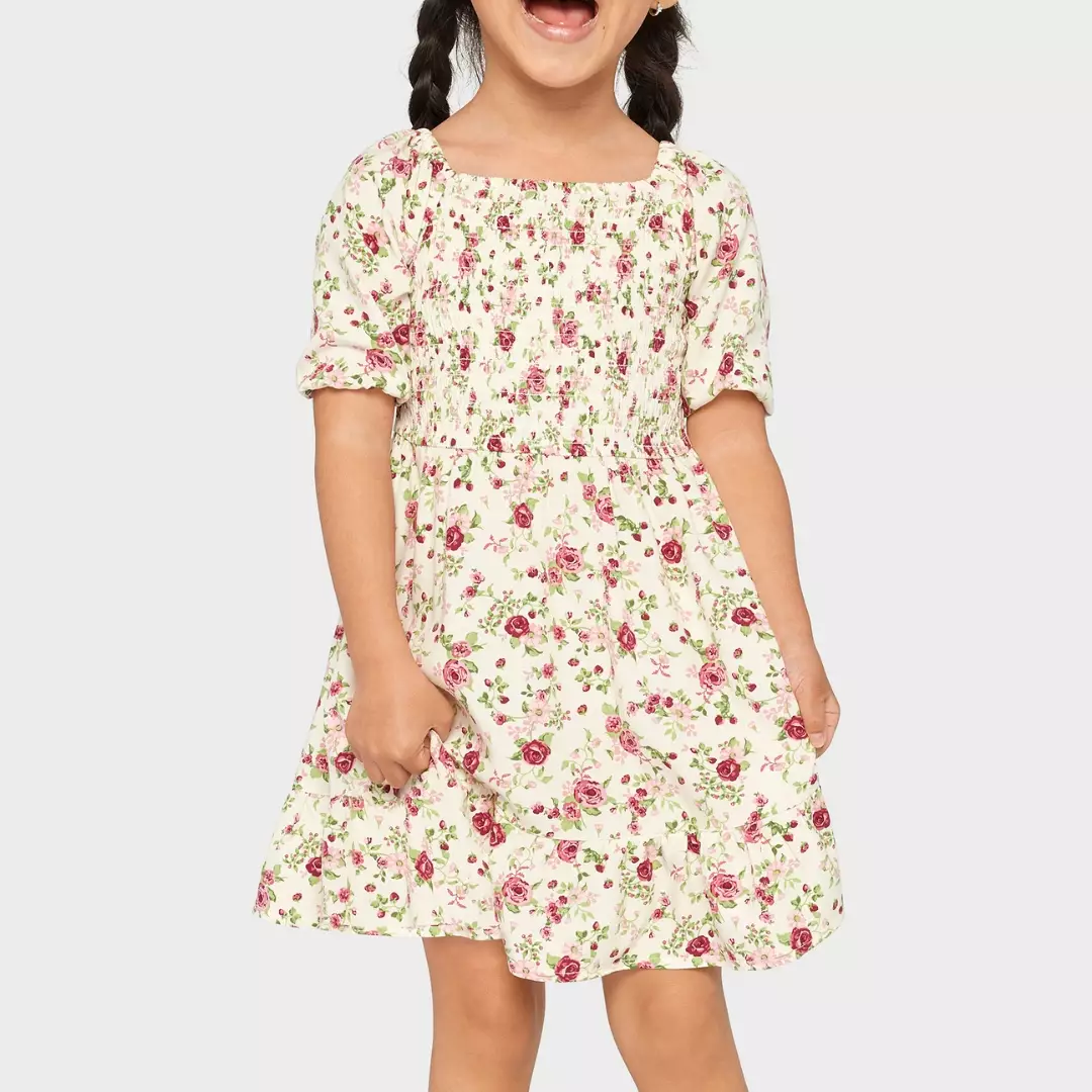 Toddler Girls Smocked Dress - Baju Bayi Perempuan