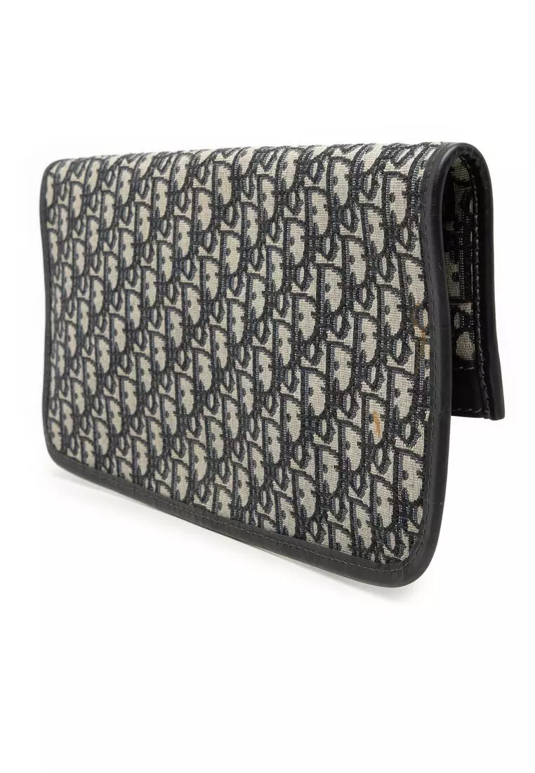 Pre-Loved Dior Oblique Canvas Fold Over Clutch