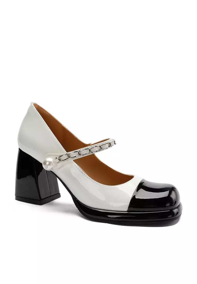 7CM Chain Strap Patent Leather Mary Jane Shoes TE876-5