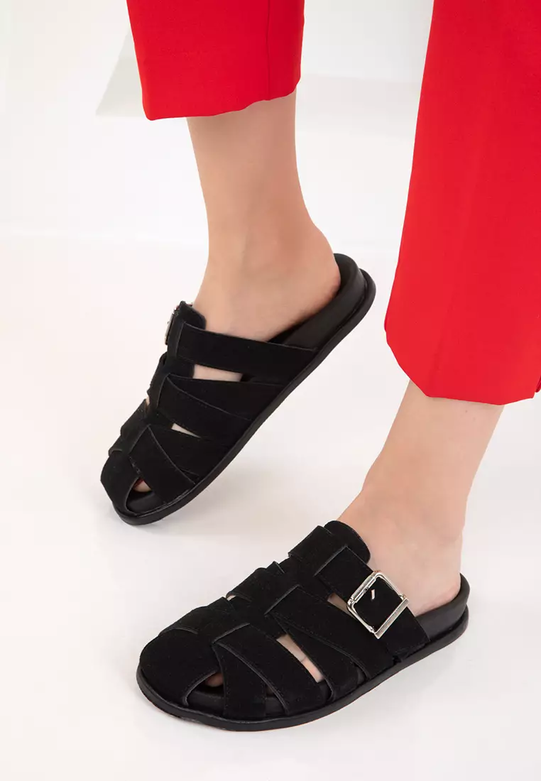 Soho Black Suede Women's Slippers 20700