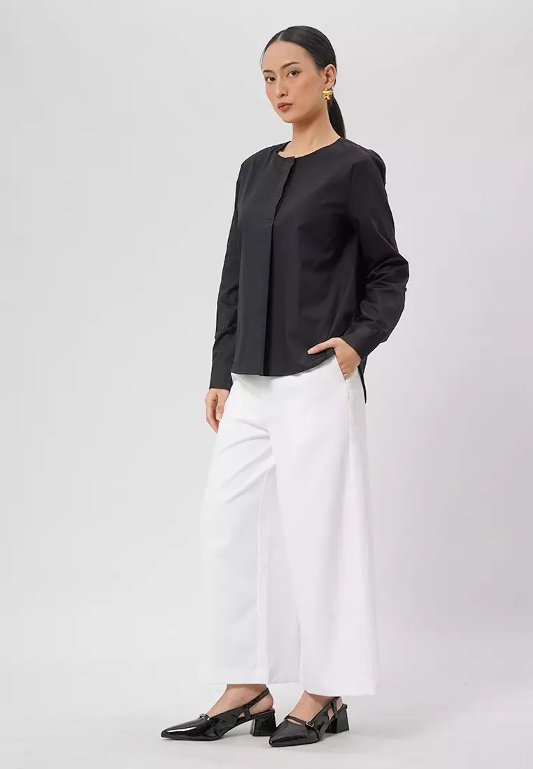 Round Neck Long Sleeve Blouse