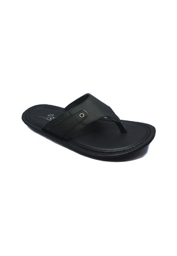 D-Island Shoes Sandal Loafers Black Genuine Leather