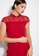 ZALORA OCCASION red Lace Panel Mandarin Collar Shift Dress 8141CAAD104956GS_3