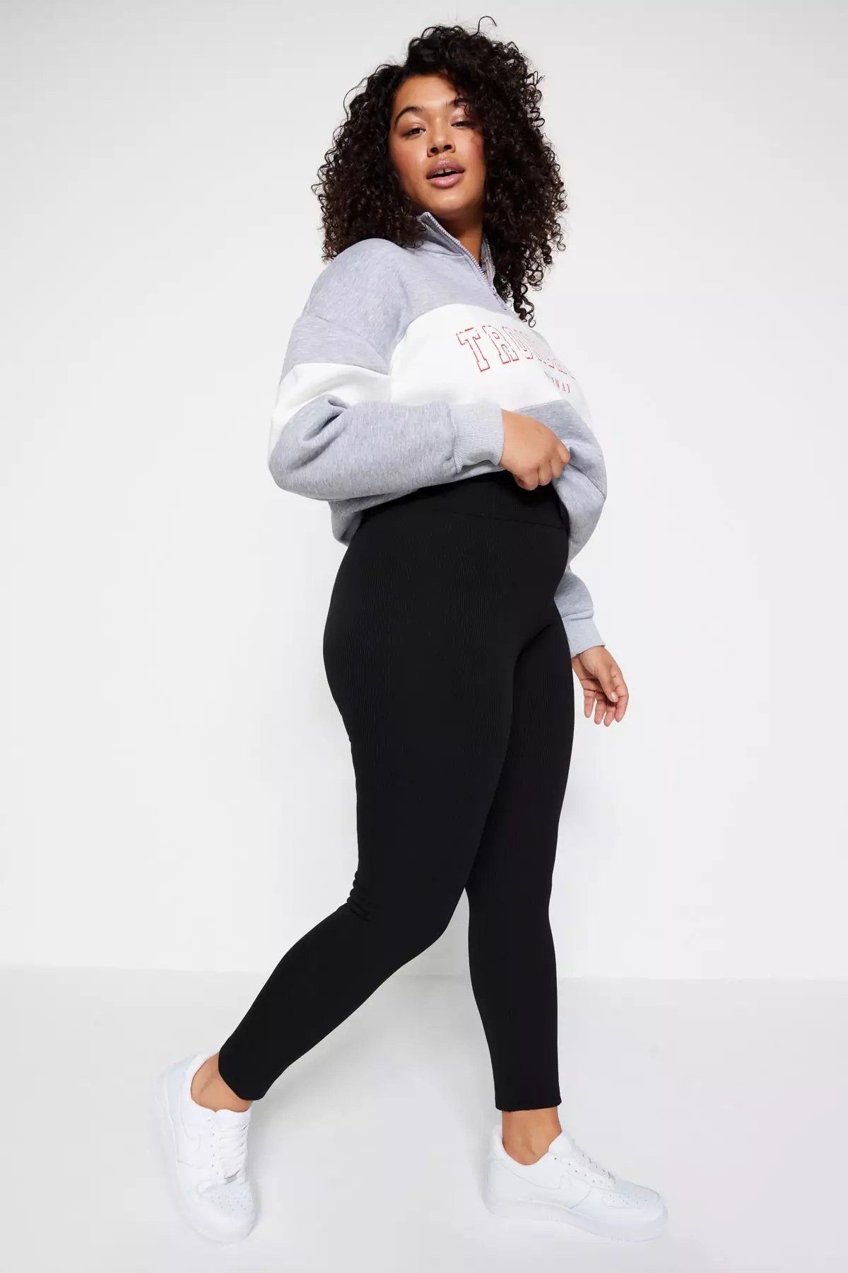 Buy Trendyol Plus Size Black Knitted Fleece Leggings in Black 2024 Online